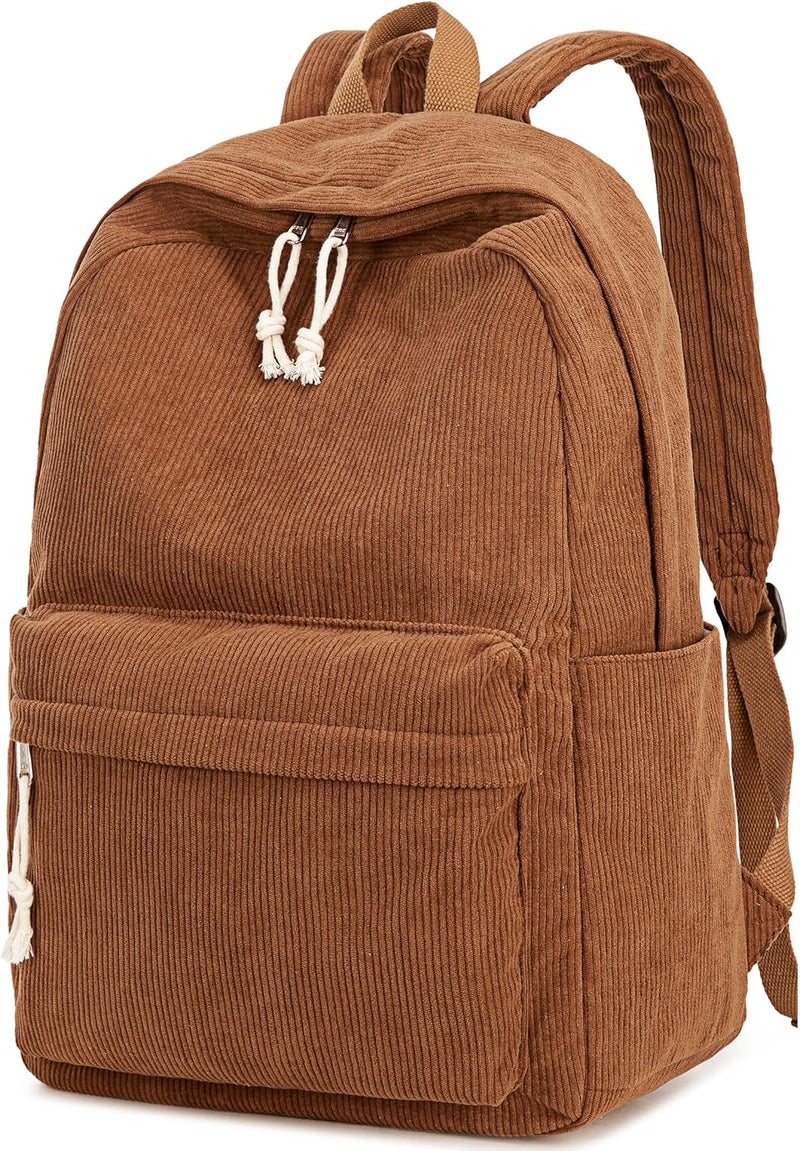 BTOOP School Backpack for Teens Large Corduroy Bookbag Lightweight 15.6 inch Laptop Bag for Girls Women Casual High School College - Image 1